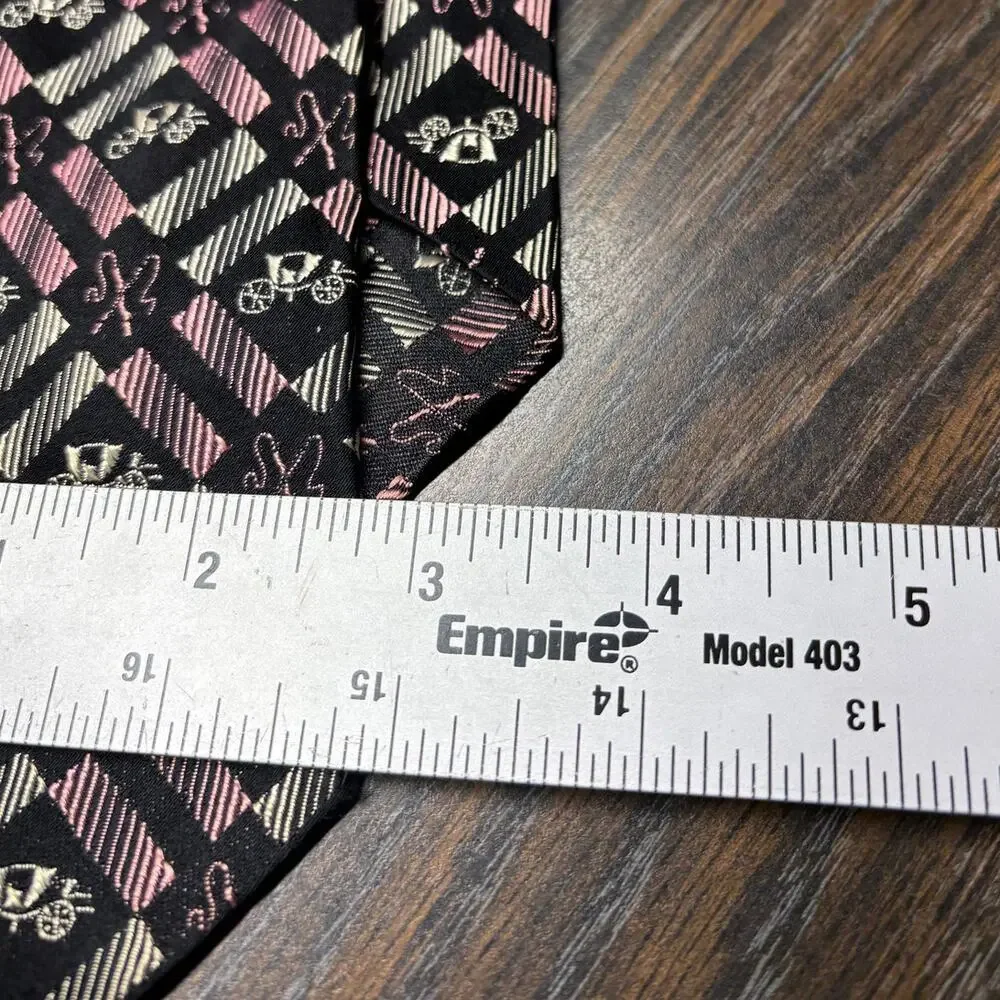 Vintage Regal X Arko's Classic Neck Tie Black/White/Pink Geometric Print